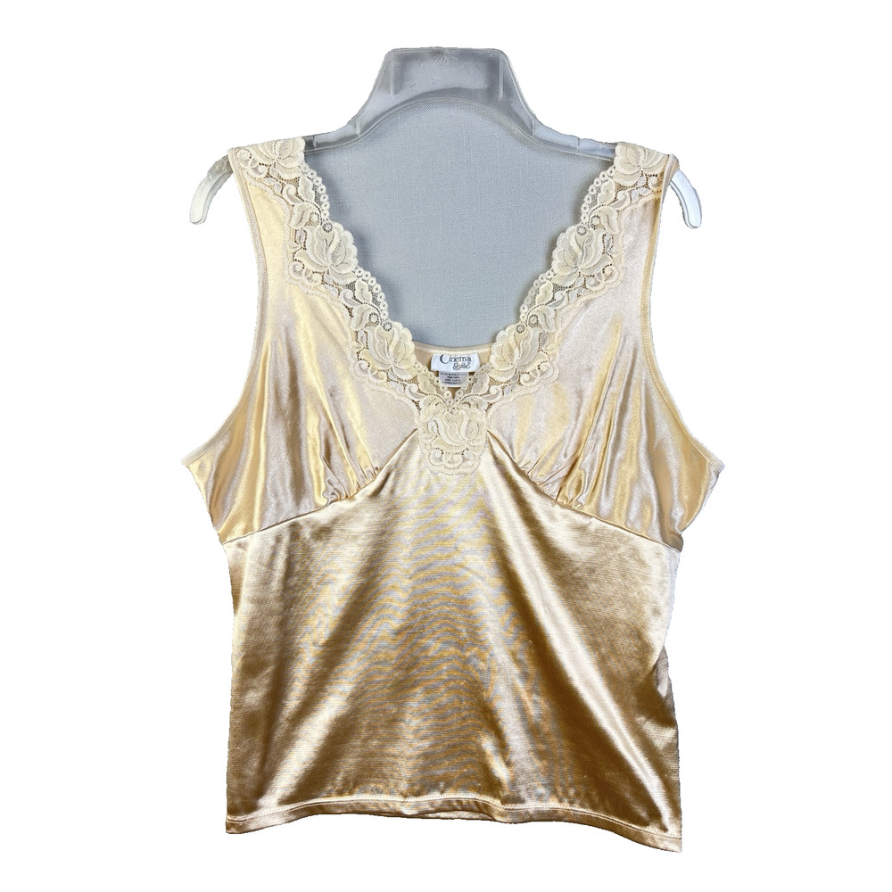 Cinema Etoile Camisole Women Large Crean Lace Stretch Babydoll Lingerie Top